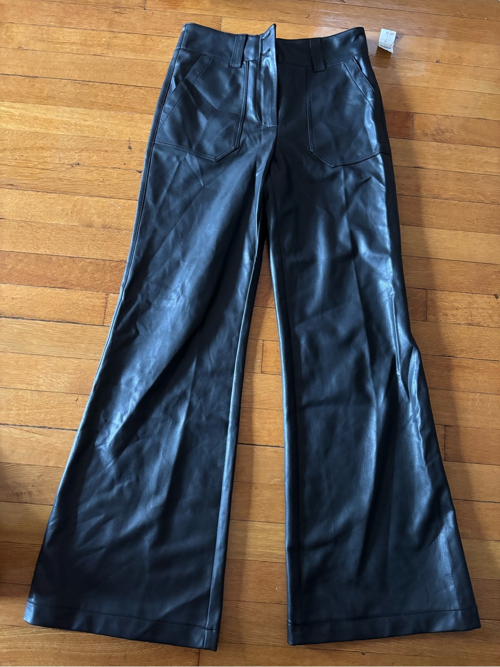 Anthropologie Black Wide-Leg Faux Leather Pants